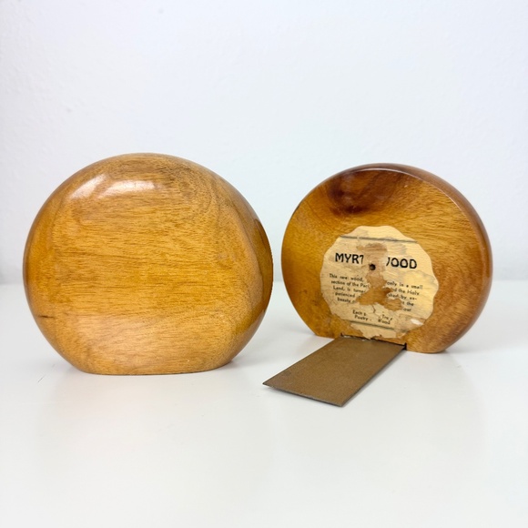 Round Myrtlewood Bookends Vintage Decor Coastal Rustic - Picture 1 of 10
